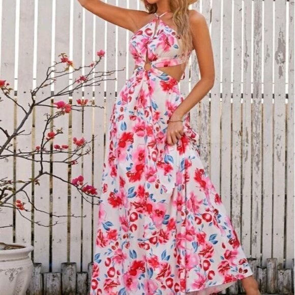 BACKLESS TIE BACK BOHO DRESS - Picture 9 of 14